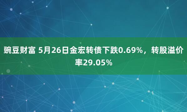 豌豆财富 5月26日金宏转债下跌0.69%，转股溢价率29.05%